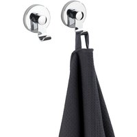 WENKO Vacuum-Loc® Haken-Set Irun, 2er Set, 2er Set, Befestigen ohne bohren, Silber glänzend, Kunststoff (ABS) chrom von Wenko