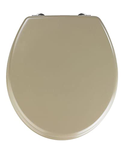 WENKO WC-Sitz Prima Sandbeige Matt, hochwertiger Retro-Stil Toilettensitz, WC-Deckel inkl. Wandpuffer & rostfreier Edelstahlbefestigung, Spülkastengeeignet, Toilettenbrille aus MDF, 37 x 41 cm von WENKO