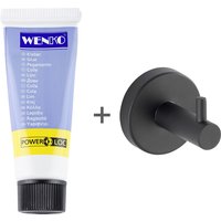 WENKO Wandhaken "Modell Bosio", inkl. Power-Loc Kleber, für Bad und Haushalt, Befestigen ohne Bohren von Wenko