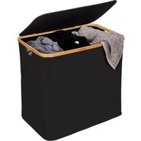 Bambus Wäschetruhe Trio Ecori in Schwarz 57 x 50 x 37 cm - Rahmen: natur, Wäschesack: Schwarz - Wenko von Wenko