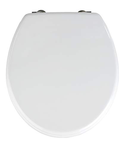 WENKO WC-Sitz Prima Weiß, hochwertiger Toilettensitz im Retro-Style, WC-Deckel inklusive Wandpuffer und rostfreier Edelstahlbefestigung, Spülkastengeeignet, Toilettenbrille aus MDF, 37 x 41 cm von WENKO