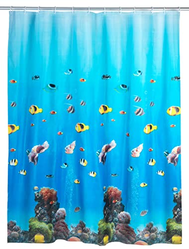 WENKO Duschvorhang Ocean - wasserdicht, pflegeleicht, Polyethylen-Vinylacetat, 180 x 200 cm, Mehrfarbig von WENKO