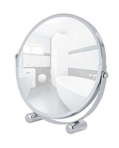 WENKO Kosmetikspiegel Mera, Spiegelfläche ø 16 cm 500 % Vergrößerung, Stahl, 19 x 19 x 4 cm, Chrom von WENKO