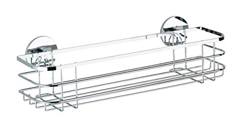 WENKO Turbo-Loc® Edelstahl Maxiablage - Befestigen ohne bohren, Edelstahl rostfrei, 38 x 10.5 x 11 cm, Glänzend von WENKO