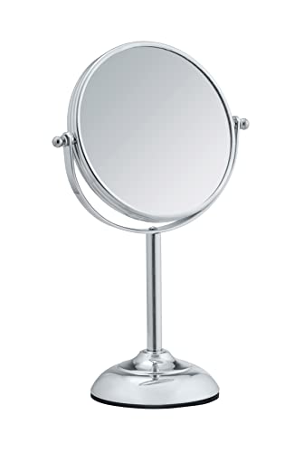 WENKO Kosmetikspiegel Globo - Standspiegel, 1000 % Vergrößerung, Stahl, 18.5 x 29.5 x 11 cm, Chrom von WENKO