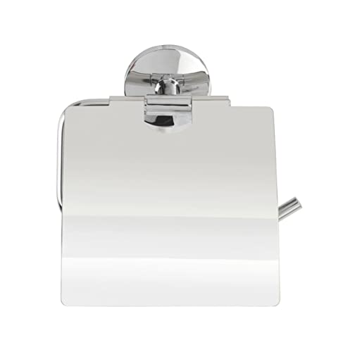 WENKO Toilettenpapierrollenhalter Cuba Glänzend - WC-Rollenhalter, mit Deckel, Zinkdruckguss, 13.5 x 13.5 x 4 cm, Chrom von WENKO