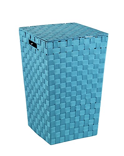 WENKO 22279100 Wäschetruhe Adria Square Fassungsvermögen 48 L, Polypropylen, Petrol, 33 x 33 x 53 cm von WENKO