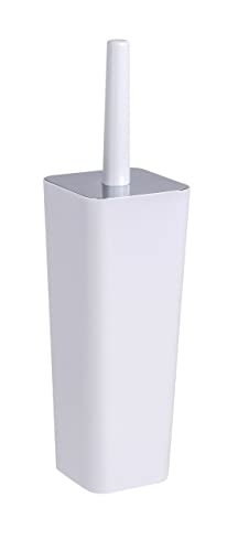 WENKO WC-Garnitur Candy, geschlossener Toilettenbürstenhalter ideal für Bad & Gäste-WC, inkl. WC-Bürste mit auswechselbarem Bürstenkopf, aus hochwertigem Kunststoff, BPA-frei, 10 x 38,5 x 10 cm, Weiß von WENKO