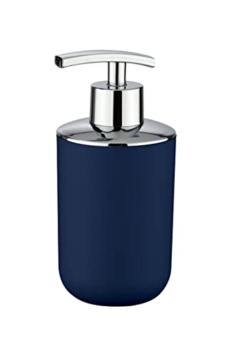 WENKO Seifenspender Brasil, nachfüllbarer Seifendosierer für Badezimmer und Küche, aus bruchsicherem Kunststoff, BPA-frei, Fassungsvermögen: 320 ml, 7,3 x 16,5 x 9 cm, Dunkelblau von WENKO