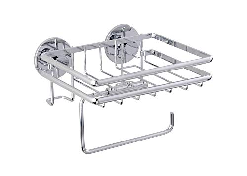 WENKO Express-Loc® Toilettenpapierhalter mit Ablage Cali - Rollenhalter mit Ablage, Befestigen ohne bohren, Edelstahl rostfrei, 17 x 12 x 16 cm, Glänzend WENKO Express-Loc® Toilettenpapierhalter mit Ablage Cali - Rollenhalter mit Ablage, Befestigen ohne bohren, Edelstahl rostfrei, 17 x 12 x 16 cm, Glänzend von WENKO