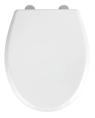 WENKO WC-Sitz Gubbio, hygienischer Toilettensitz mit Absenkautomatik, stabiler WC-Deckel bis 350 kg belastbar, mit Fix-Clip Befestigung, aus antibakteriellem Duroplast, Weiß von WENKO