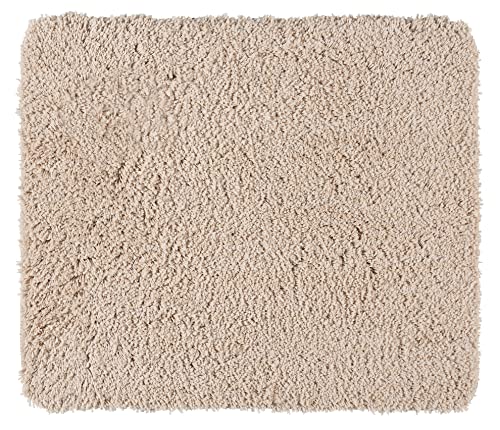 WENKO Badteppich Mélange Sand, 55 x 65 cm - Badematte, sicher, flauschig, fusselfrei, Polyester, 55 x 65 cm, Beige von WENKO