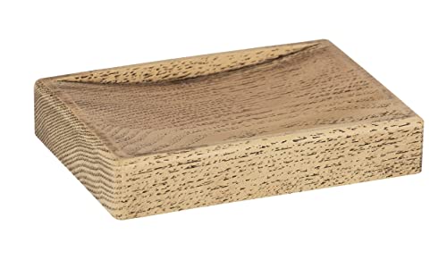 WENKO Seifenablage Marla - Seifenschale in eleganter Holzoptik, Polyresin, 12 x 2.3 x 8.5 cm, Braun von WENKO