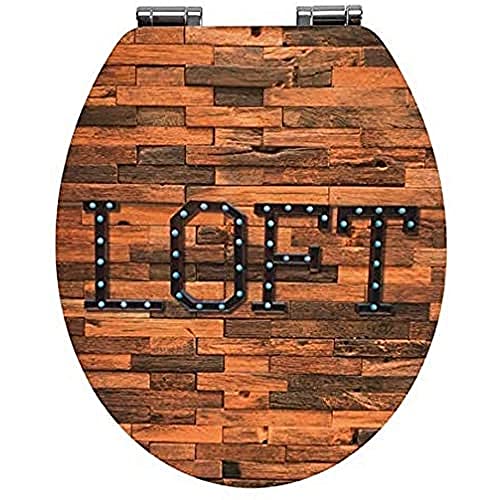 WENKO Premium WC-Sitz Loft, Toilettensitz mit Absenkautomatik, WC-Deckel für sanftes Deckelschließen mit rostfreier Hygienebefestigung, aus MDF, 37,5 x 44 cm, FSC® zertifiziert, Schwarz-Braun WENKO Premium WC-Sitz Loft, Toilettensitz mit Absenkautomatik, WC-Deckel für sanftes Deckelschließen mit rostfreier Hygienebefestigung, aus MDF, 37,5 x 44 cm, FSC® zertifiziert, Schwarz-Braun von WENKO