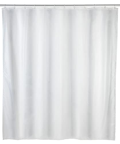 WENKO Duschvorhang Uni Weiß - wasserdicht, pflegeleicht, mit 16 Duschvorhangringen, Polyethylen-Vinylacetat, 240 x 180 cm, Weiß von WENKO