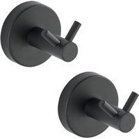 Wenko - Wandhaken Duo Bosio Black matt, 2er Set, Edelstahl rostfrei, Schwarz, Edelstahl rostfrei - schwarz von Wenko