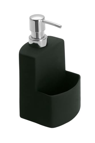 WENKO Spülmittelspender Festival, Seifenspender für die Küche, hochwertige Keramik mit Soft-Touch Oberfläche, mit extra Fach für den Spülschwamm, Fassungsvermögen 380 ml, 10 x 18 x 10 cm, Schwarz WENKO Spülmittelspender Festival, Seifenspender für die Küche, hochwertige Keramik mit Soft-Touch Oberfläche, mit extra Fach für den Spülschwamm, Fassungsvermögen 380 ml, 10 x 18 x 10 cm, Schwarz von WENKO