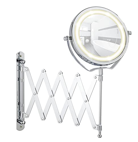 WENKO LED Kosmetikspiegel Brolo - Wandspiegel, höhenverstellbar, schwenkbar, Stahl, 18.5 x 38.5 x 45 cm, Silber WENKO LED Kosmetikspiegel Brolo - Wandspiegel, höhenverstellbar, schwenkbar, Stahl, 18.5 x 38.5 x 45 cm, Silber von WENKO
