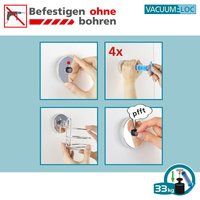 Vacuum-Loc® Wandhaken Quadro 4er Set, Befestigen ohne bohren, Silber glänzend, Kunststoff (abs) glänzend, Kunststoff (abs) chrom - silber glänzend von Wenko