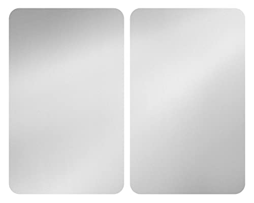 WENKO Herdabdeckplatte Universal Silber, 2er Set Herdabdeckung für alle Herdarten, Gehärtetes Glas, 30 x 52 cm von WENKO