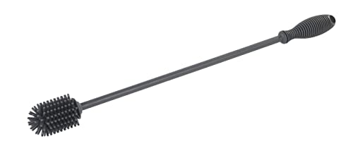 WENKO Silikon Flaschenbürste Sia, Lange Reinigungsbürste mit kleinem Bürstenkopf aus Silikon, zum Spülen von Flaschen, Karaffen und Thermoskannen mit schmaler Öffnung, Ø 3,5 x 38 cm, Grau von WENKO