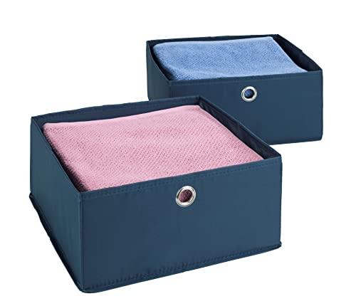 WENKO Schubladenorganizer Business 2er Set - 2er Set, Aufbewahrungsboxen für Schubfächer, Polyester, 28 x 13 x 28 cm, Dunkelblau von WENKO