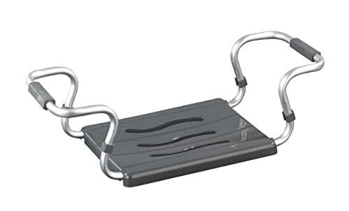 WENKO Badewannensitz Secura Silber, ausziehbar, 120 kg Tragkraft, TÜV/GS geprüft, Breite von 55 bis 65 cm variierbar, Sitzfläche von 37 x 27 cm von WENKO