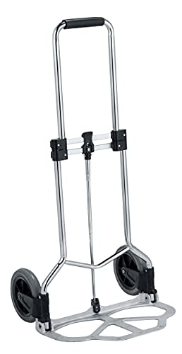 Maximex Transportkarren SLIM - Hoch belastbare Transporthilfe bis 80kg, Stahl, 50 x 102 x 47 cm, Silber von WENKO