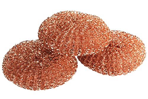 Maximex Kupfer-Putzlinge 3er Set, Putzschwamm mit antibakterieller Wirkung, Kratzfreie Beseitigung von Eingebranntem, je Ø 9 x 2,2 cm von Maximex