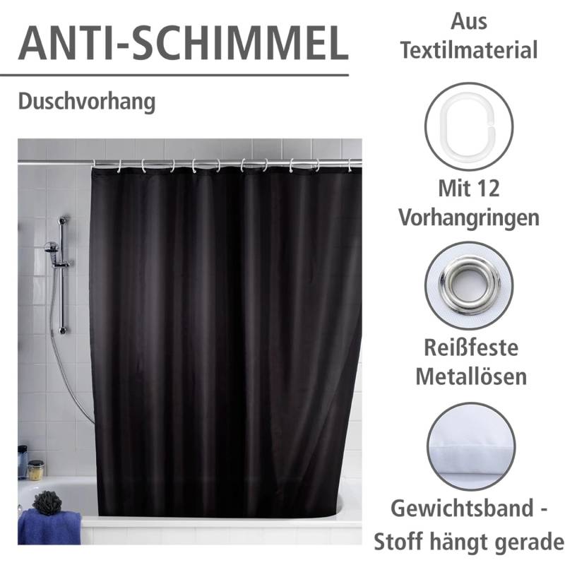 Wenko Anti-Schimmel Duschvorhang Uni Polyester 180 cm x 200 cm Schwarz Wenko Anti-Schimmel Duschvorhang Uni Polyester 180 cm x 200 cm Schwarz von Wenko