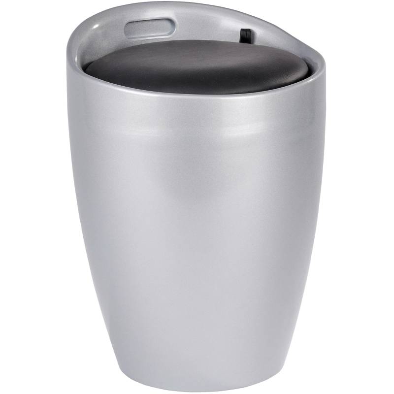 Wenko Badhocker Candy mit abnehmbarem Wäschesack Kunststoff 20 l Silber von Wenko