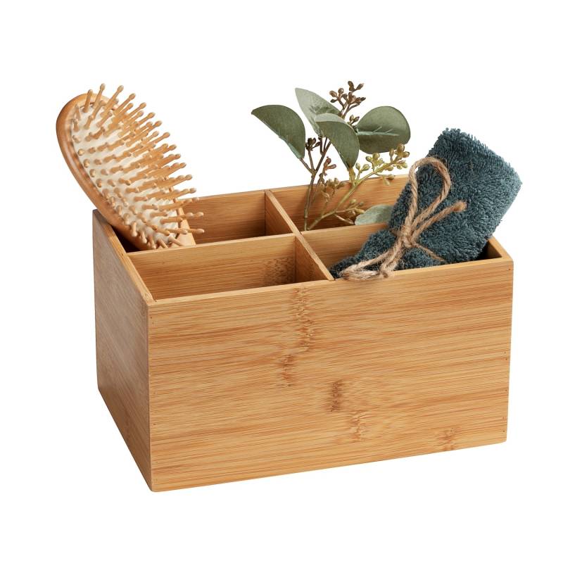 Wenko Bambus Box Terra 4 Fächer 2.95 l Bambus 22 x 12 x 14 cm Braun von Wenko