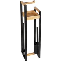 Wenko - Braune Bambus Stand WC-Garnitur Braidi 26 x 75,5 x 20 cm - natur, Schwarz von Wenko