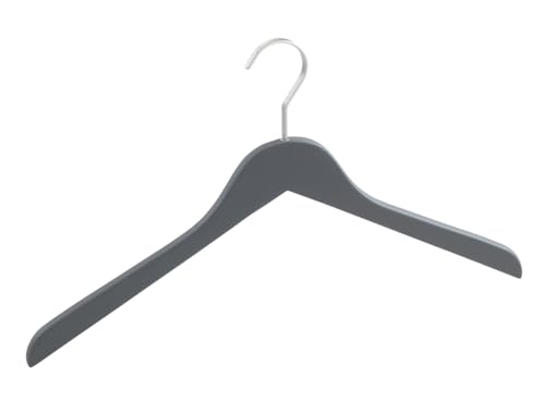 WENKO Kleiderbügel Paris, Garderobenbügel in schlanker Form mit breitem, drehbaren haken und rutschhemmender mattierter Beschichtung, ideal für die Garderobe, 44 x 25 cm x 1,2 cm, Grau von WENKO