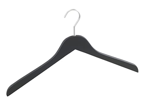 WENKO Kleiderbügel Paris, Garderobenbügel in schlanker Form mit breitem, drehbaren haken und rutschhemmender mattierter Beschichtung, ideal für die Garderobe, 44 x 25 cm x 1,2 cm, Schwarz matt von WENKO