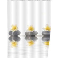 Duschvorhang Stones with Flower, Textil (Polyester), 180 x 200 cm, waschbar, Mehrfarbig, Polyester mehrfarbig - mehrfarbig - Wenko von Wenko