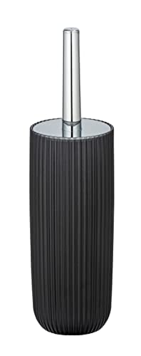 WENKO WC-Garnitur Agropoli Grau, geschlossener Bürstenhalter aus hochwertigem Kunststoff mit plastischer Formgebung und gefrosteter Oberfläche, hygienische WC-Bürste, Ø 10 x 36,5 cm von WENKO