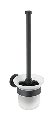 WENKO WC-Garnitur Mod. Bosio Black, Wandmontage, 10x35x14 cm, inkl. Schraubmaterial, Edelstahl matt von WENKO