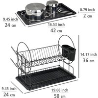 Geschirrabtropfer Premium Duo Schwarz, Abtropfgestell, Schwarz, pulverbeschichtetes Metall schwarz, Polypropylen schwarz - schwarz - Wenko von Wenko