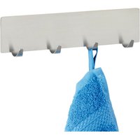 Haken Leiste Esperia mit 4 Kleider Handtuch Halter Bad Küche selbstklebend - silber matt - Wenko von Wenko
