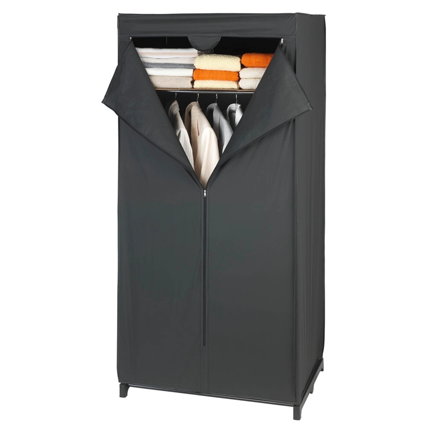 Wenko Kleiderschrank Deep Black mit Ablage 160 cm x 75 cm x 50 cm von Wenko