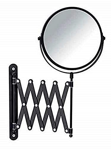WENKO Kosmetik-Wandspiegel Teleskop Exclusiv, Spiegel mit 100%-Spiegelfläche & 3-fach Vergrößerung (B/H): Ø 16 cm, stufenlos ausziehbar, schwenkbar & höhenverstellbar, 19 x 38,5 x 50 cm, Schwarz von WENKO