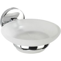 WENKO Seifenablage Cuba Glänzend, aus rostfreiem Zinkdruckguss, Silber glänzend, Zinkdruckguss chrom, Glas satiniert von Wenko