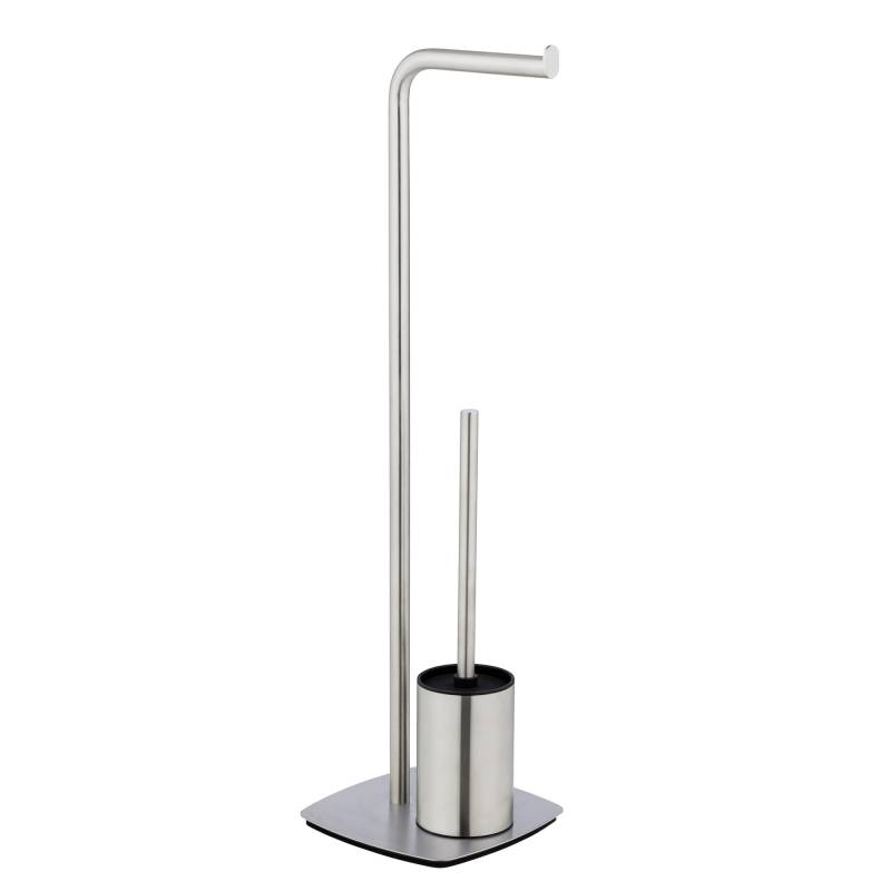 Wenko Stand WC-Garnitur 'Iria' 2-in-1 edelstahlfarben matt von Wenko