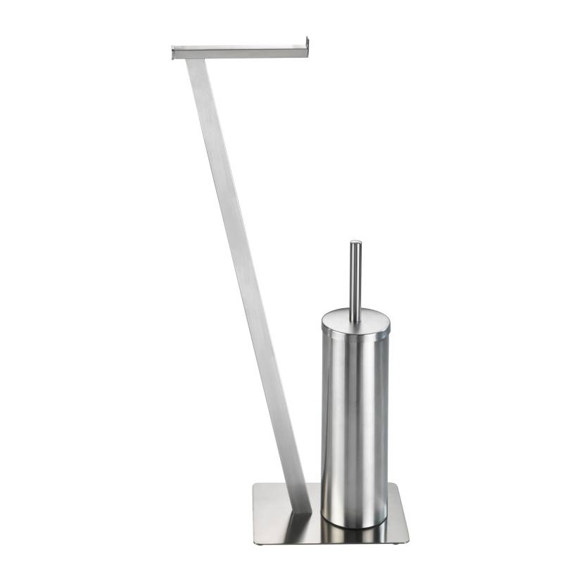 Wenko Stand WC-Garnitur 'Lirio' 2-in-1 edelstahlfarben matt von Wenko
