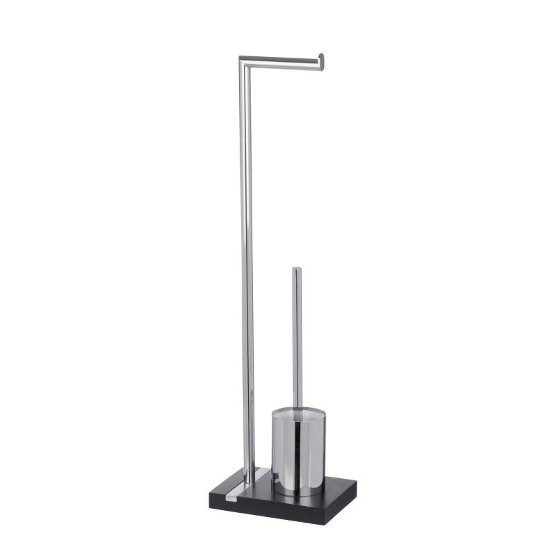 Wenko Stand WC-Garnitur 'Noble' 2-in-1 chromfarben/schwarz von Wenko