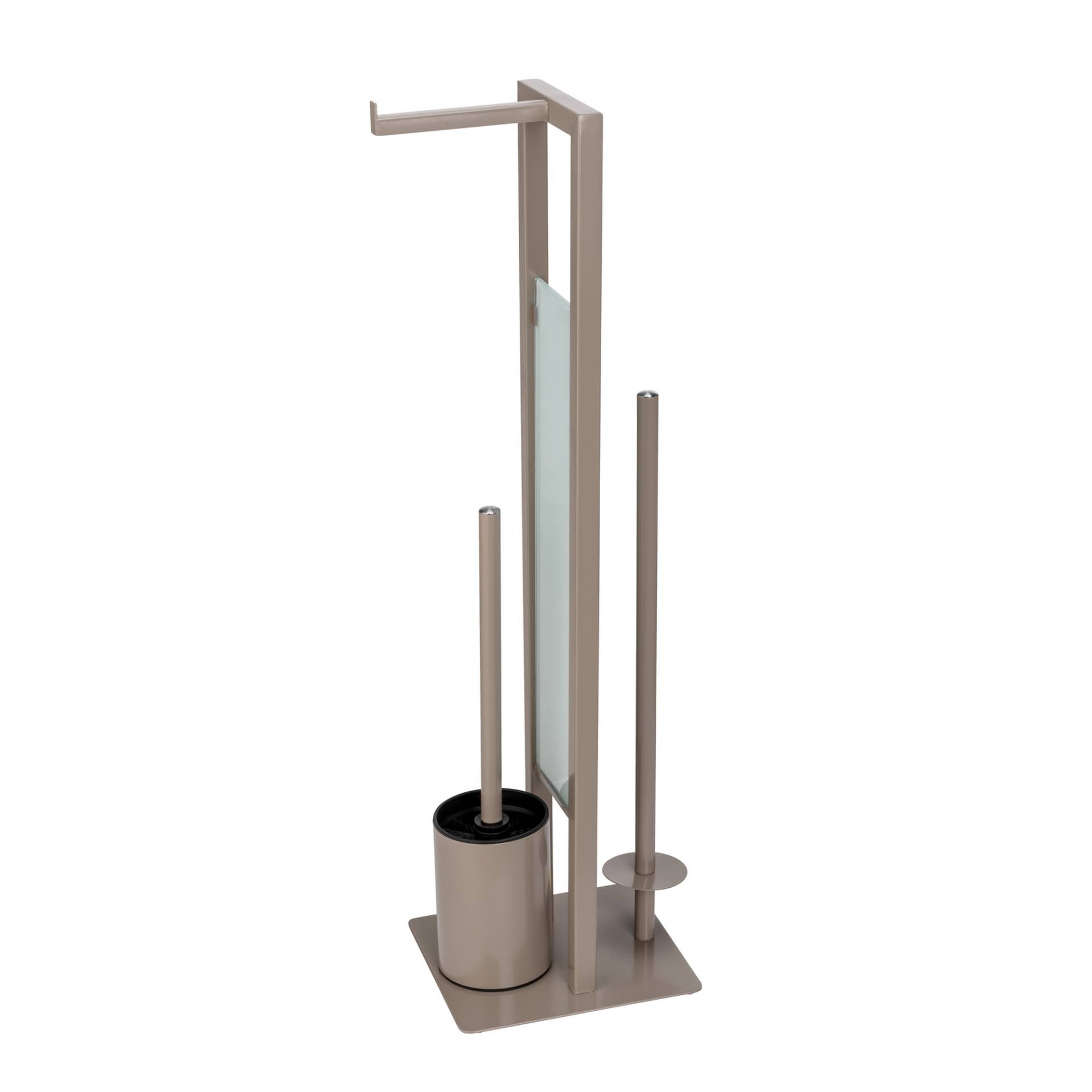 Wenko Stand WC-Garnitur 'Rivalta' 3-in-1 taupe Standfuß aus Glas Wenko Stand WC-Garnitur 'Rivalta' 3-in-1 taupe Standfuß aus Glas von Wenko
