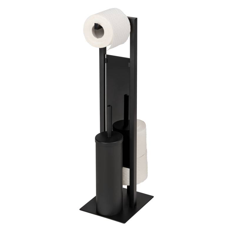 Wenko Stand WC-Garnitur 'Rivalta' schwarz Stahl gehärtetem Glas 18 x 23 x 70 cm von Wenko