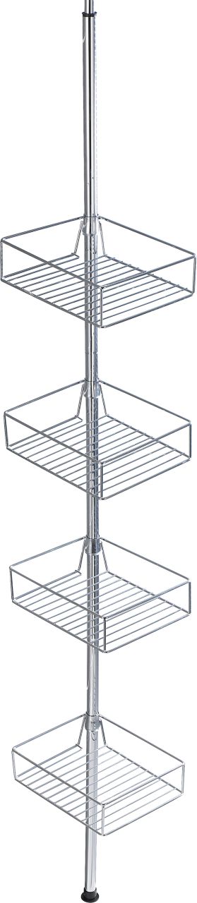 Wenko Teleskop-Regal Domaso Metall, Edelstahl, silber glänzend, 4 Ablagen von Wenko