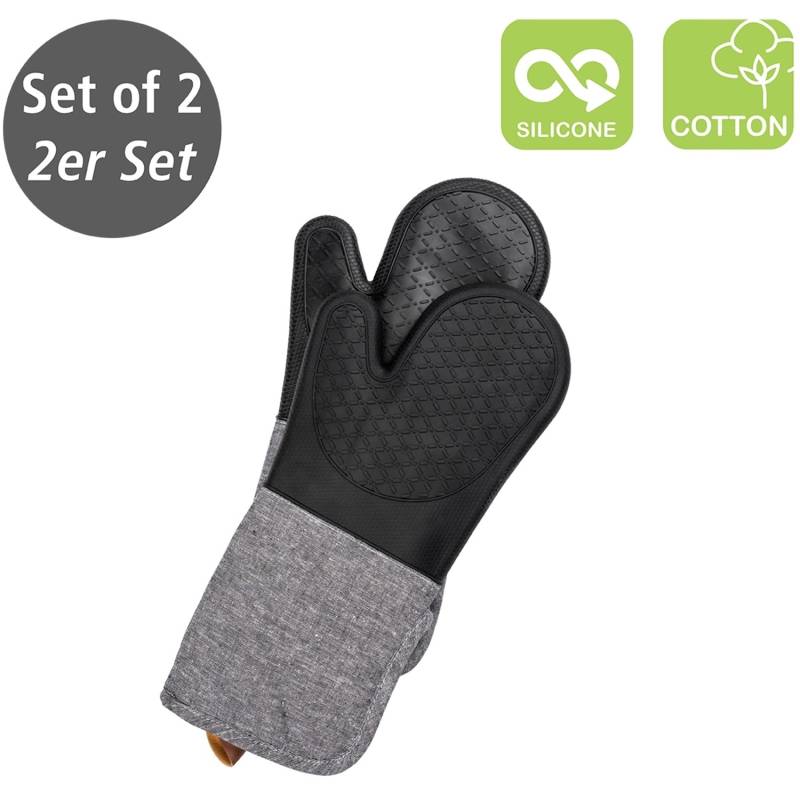 Wenko Topfhandschuhe Ada 2er-Set Silikon-Handflächen Schwarz von Wenko